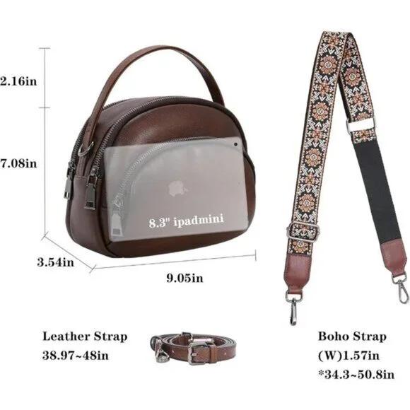 🆕Women Coffee Genuine Leather Crossbody Small Vintage Shoulder Purse Bag - Picture 8 of 13